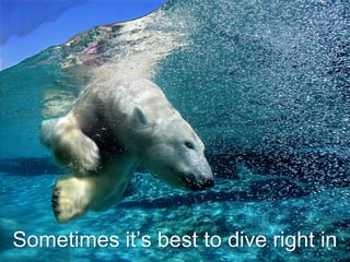 Sometimes it‟s best to dive right in
 