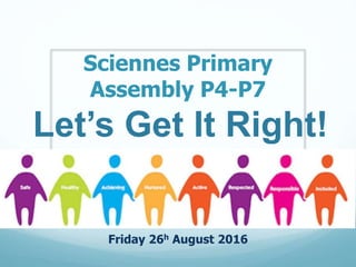 Sciennes Primary
Assembly P4-P7
Friday 26h August 2016
Let’s Get It Right!
 