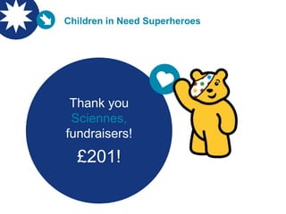 Children in Need Superheroes
Thank you
Sciennes,
fundraisers!
£201!
 
