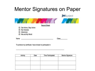 Mentor Signatures on Paper
 