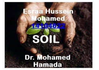 SOILSOIL
EsraaEsraa HusseinHussein
MohamedMohamed
1410462214104622
Dr. MohamedDr. Mohamed
HamadaHamada
 