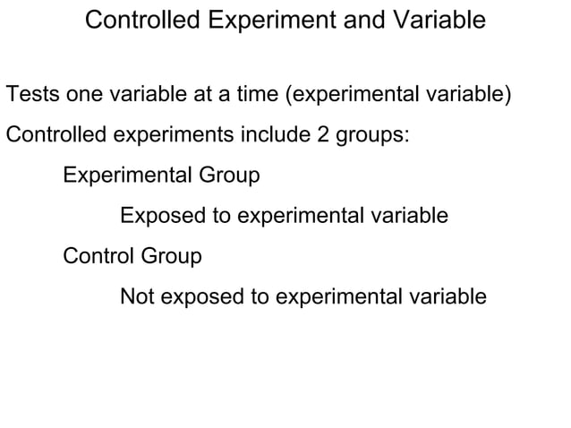 Scientific Method and Experimental Design | PPT