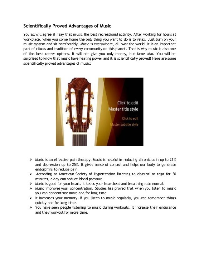 Scientifically proved advantages of music