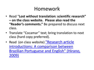 Scientific and Technical Translation in English - Week 2 2019