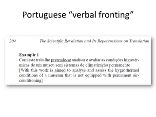 Portuguese “verbal fronting”
 