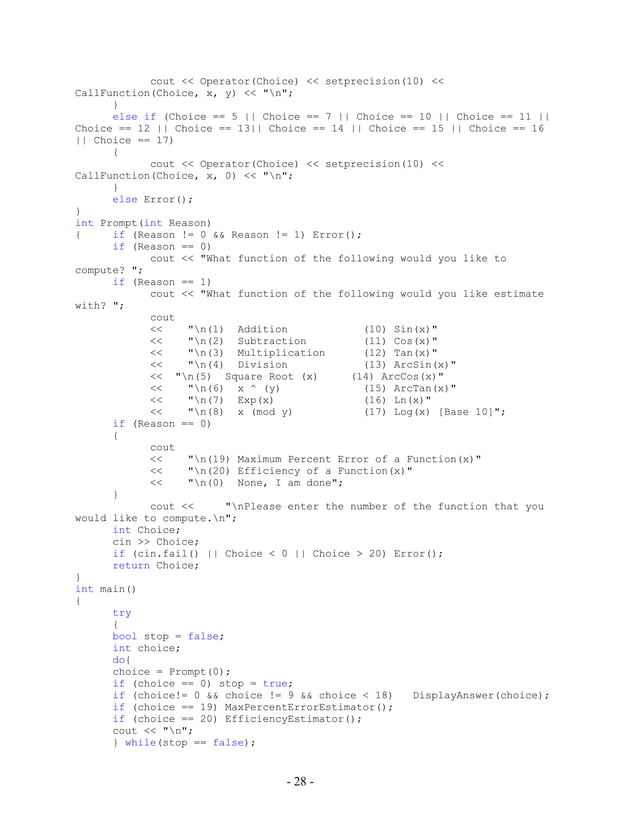 Scientific calculator project in c language