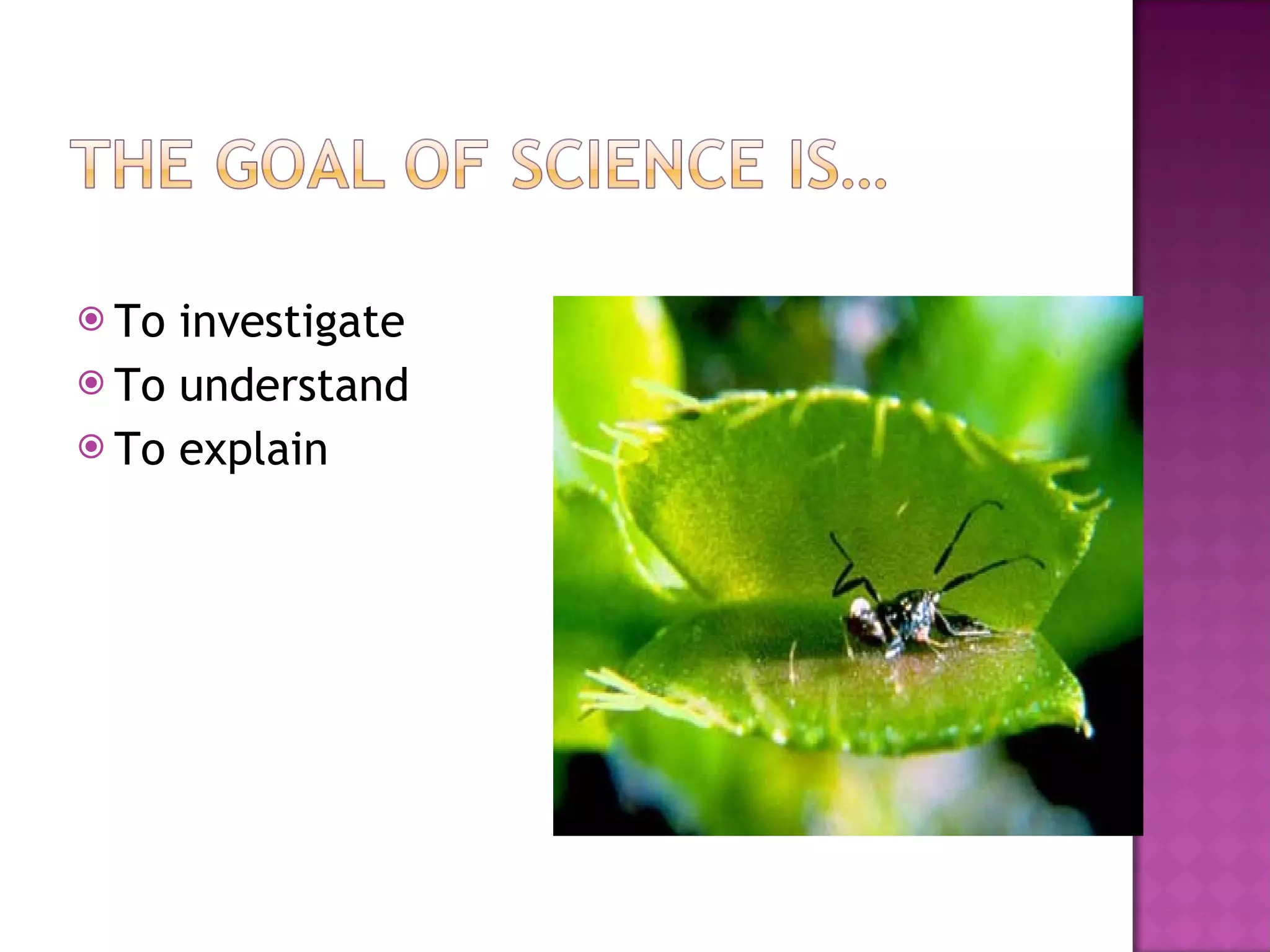 To investigate  To understand To explain 