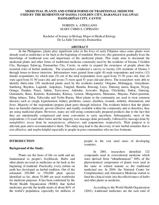 Essay on medicinal plants