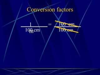 Conversion factors
100 cm1
m
=
100 cm 100 cm
 