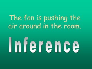 The fan is pushing the
air around in the room.
 