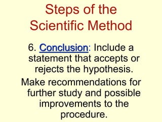 Steps of the Scientific Method for Chemistry | PDF