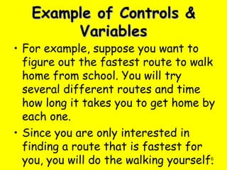 Scientific method controls and variables | PPT