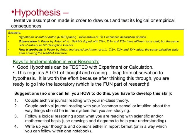 What are the components of a good hypothesis?