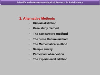 Research Methods Alternative Scientific Methods of Research in Economics | PPTX