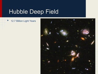 Hubble Deep Field
•

12.7 Billion Light Years

 