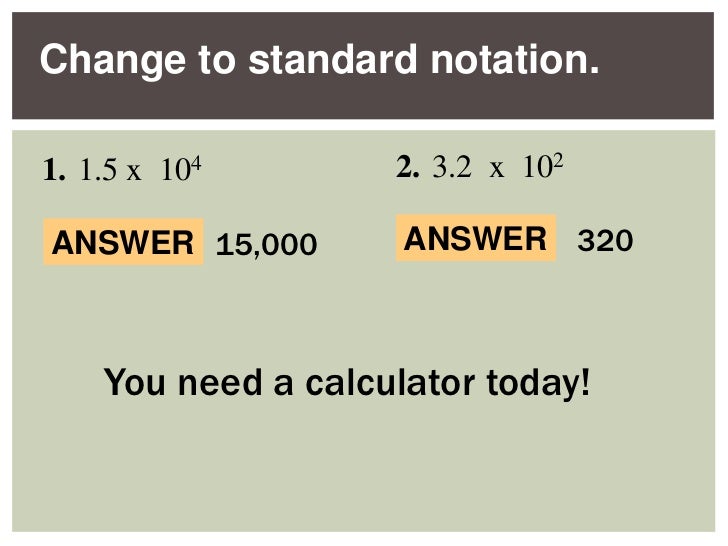 standard notation calc