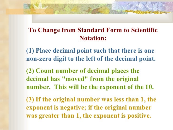 scientific notation powerpoint change scientific notation to standard form