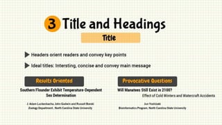 Academic Poster Design, Review and Presentation