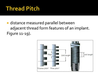  distance measured parallel between
adjacent thread form features of an implant.
Figure 11-19).
 
