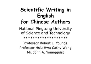 Scientific Writing In English For Chinese Authors