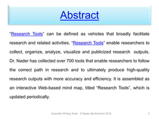 Scientific writing tools by: Dr. Nader Ale Ebrahim | PDF