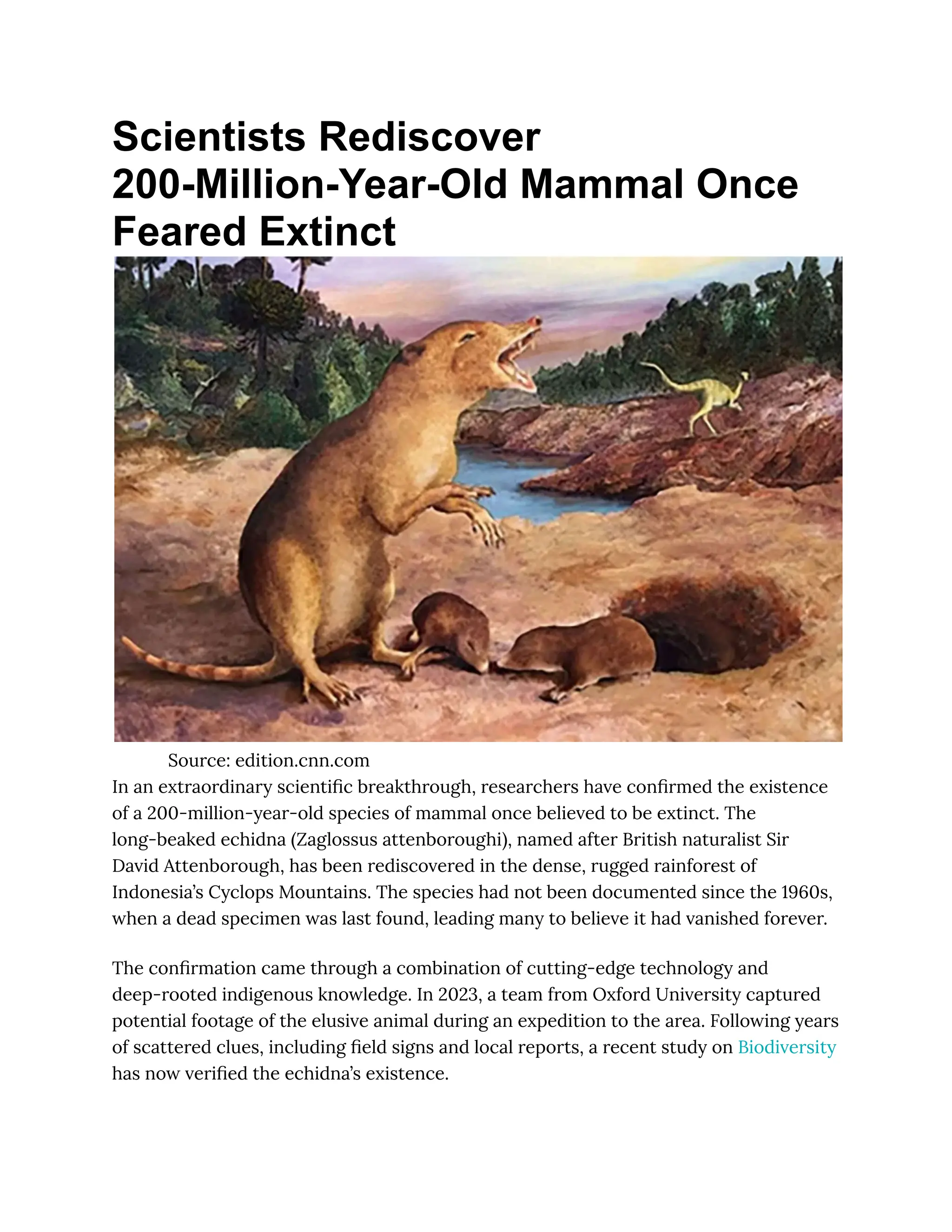 Extinct Cyolops Scientists Rediscover 200-Million-Year-Old Mammal Once Feared Extinct.pdf