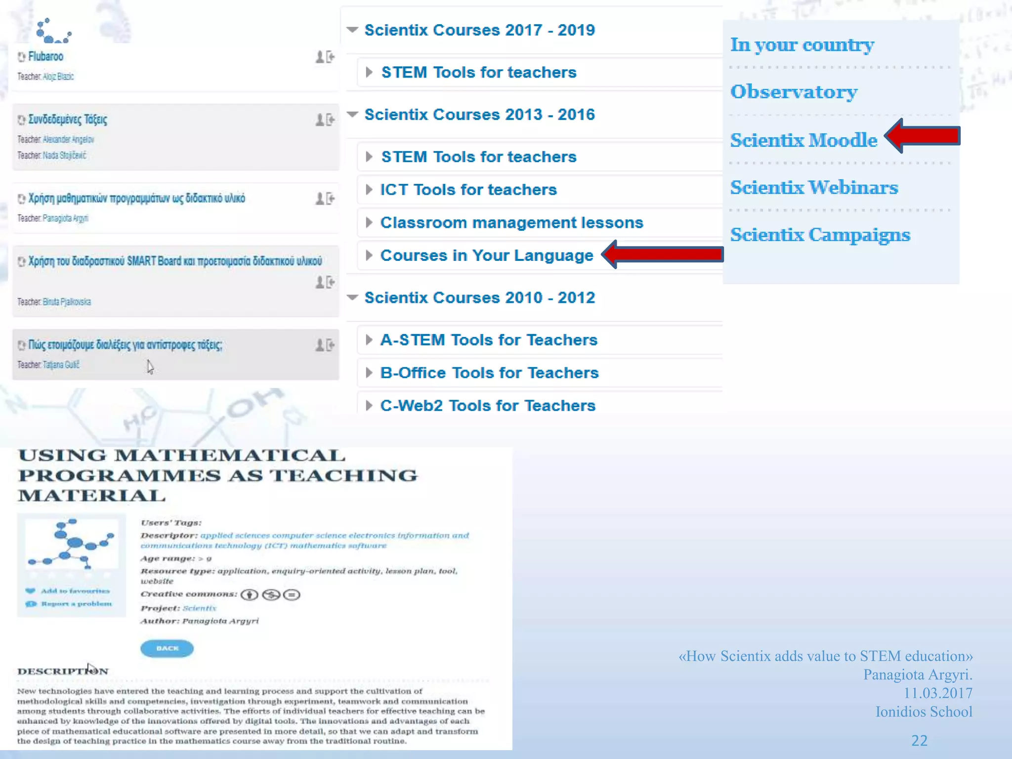 «How Scientix adds value to STEM education»
Panagiota Argyri.
11.03.2017
Ionidios School
22
 