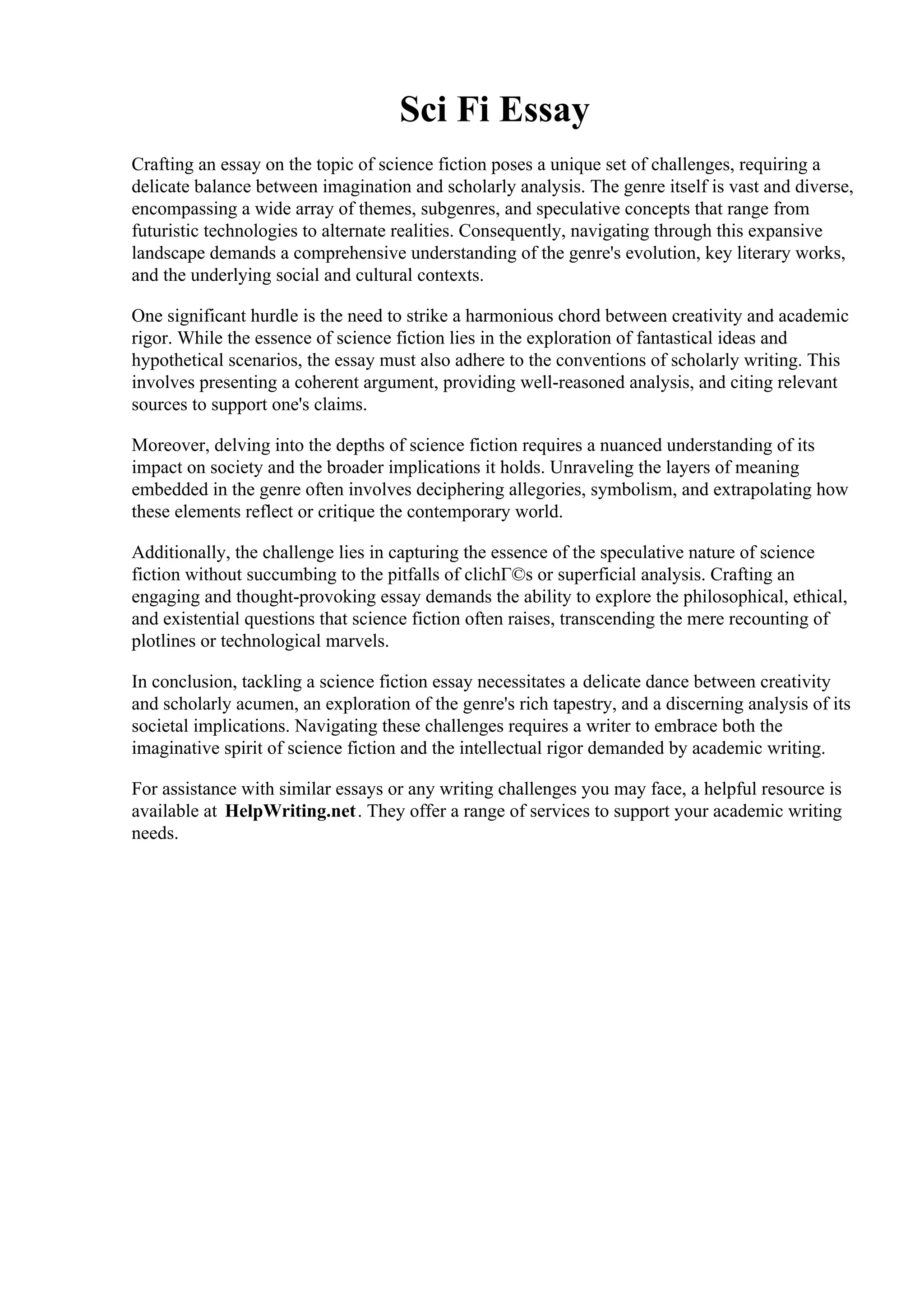Sci Fi Essay PDF