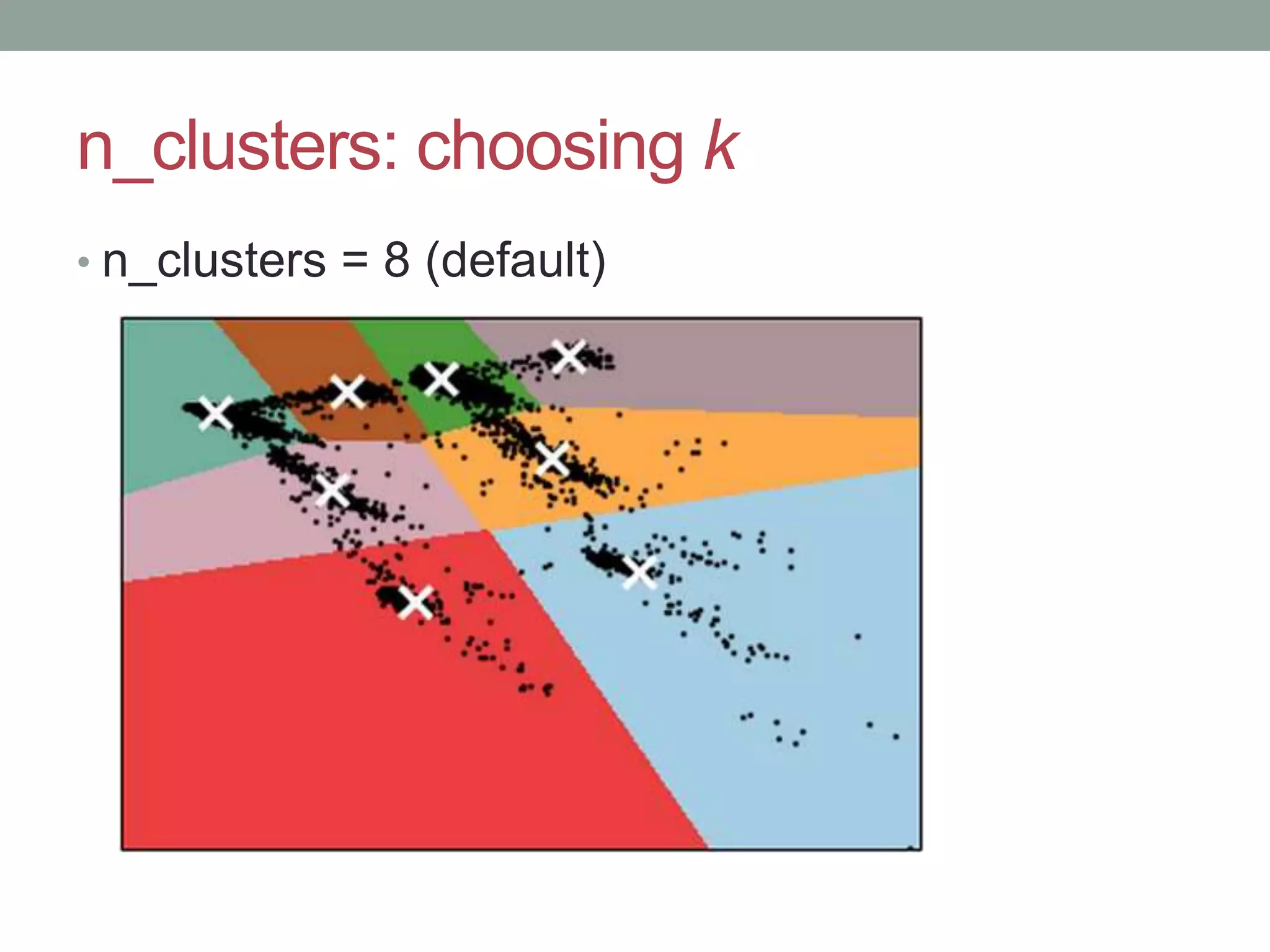 n_clusters: choosing k • n_clusters = 8 (default) 