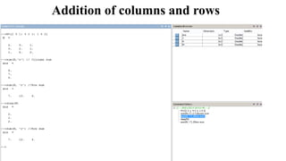 Addition of columns and rows
 