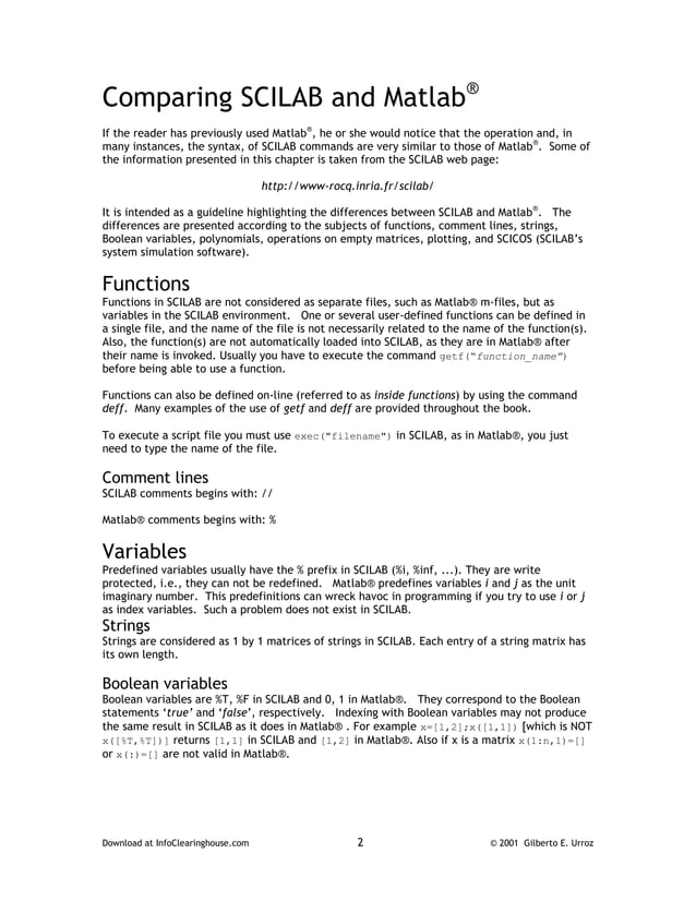 Scilab vs matlab | PDF
