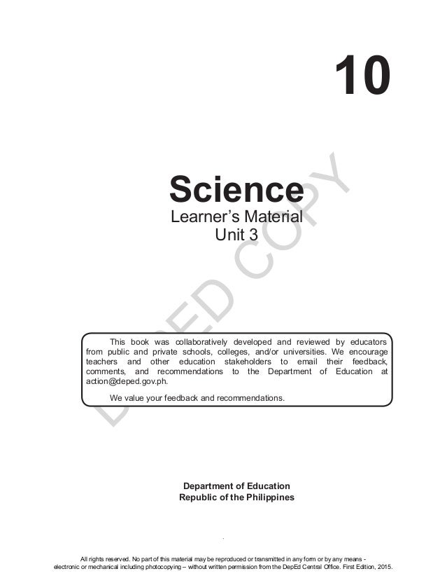Grade 10 Sci Module Unit 3