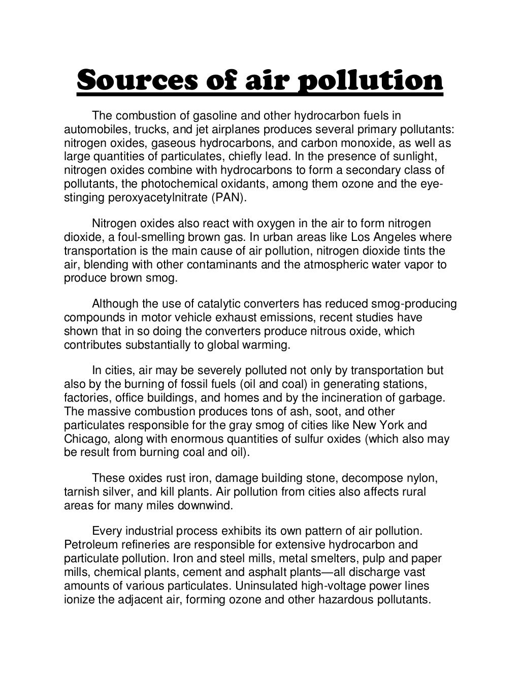 title for air pollution research paper