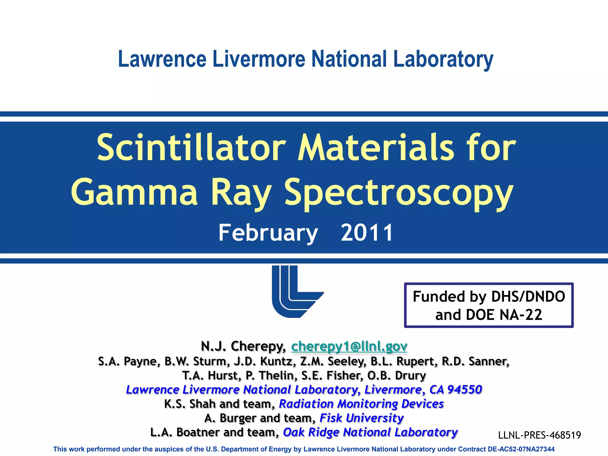 Scintillator materials for gamma ray spectroscopy cherepy forexternal PPT