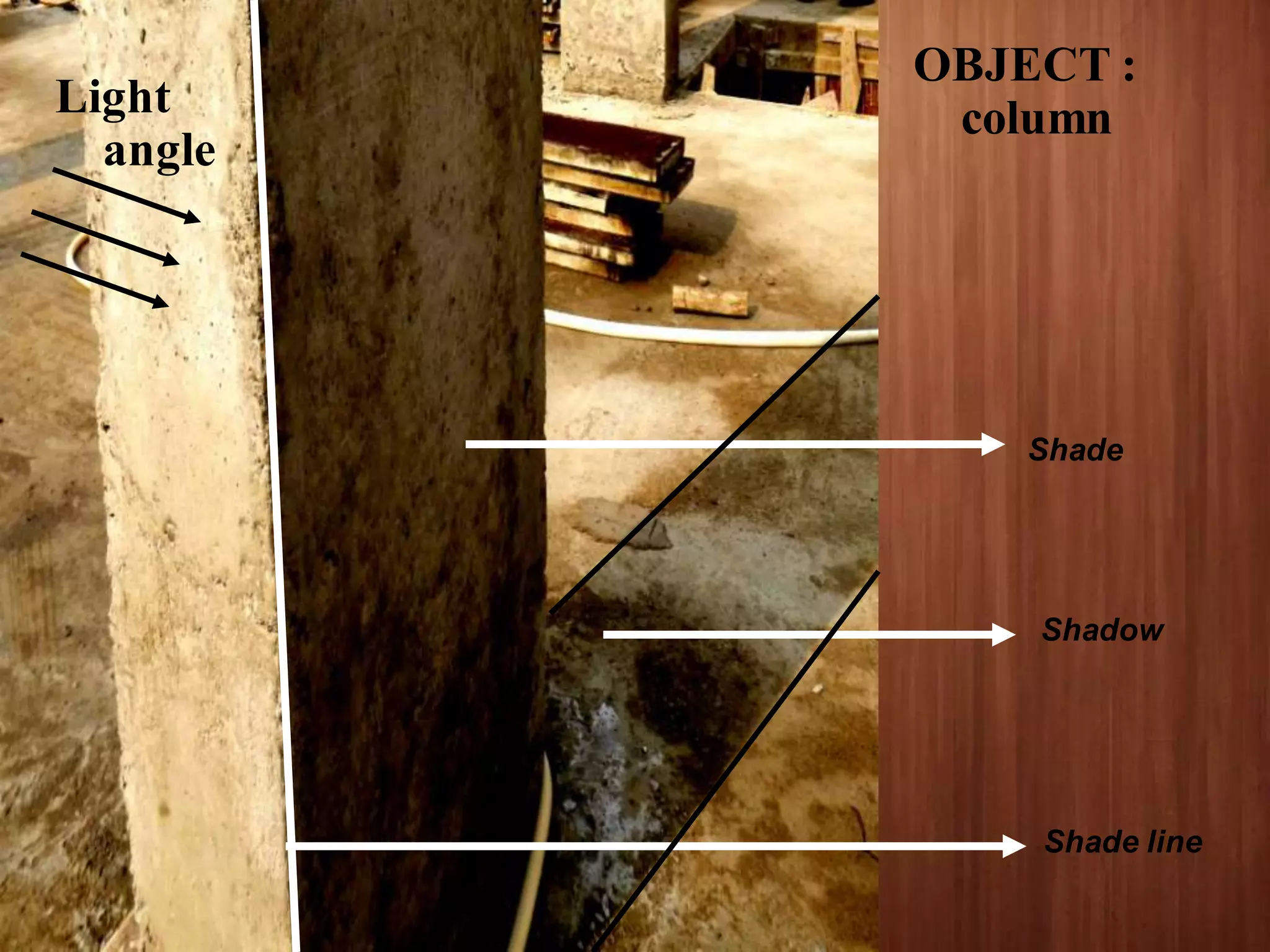 Shade
Shadow
Shade line
Light
angle
OBJECT :
column
 