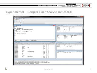 Experimentell | Beispiel einer Analyse mit codEX
Hacking Day 2014 41
 