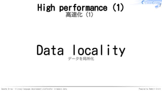 Apache Arrow - A cross-language development platformfor in-memory data Powered by Rabbit 3.0.0
High performance (1)
高速化（1）
Data localityデータを局所化
 
