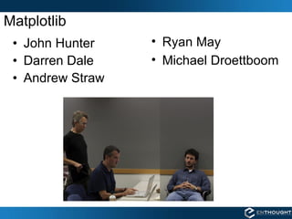 Matplotlib John Hunter Darren Dale Andrew Straw Ryan May Michael Droettboom 