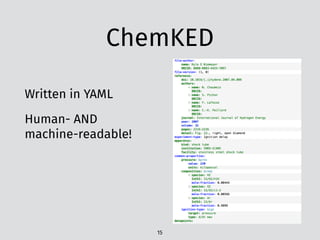 ChemKED
Written in YAML
Human- AND
machine-readable!
15
 
