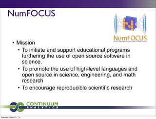 Travis E. Oliphant, "NumPy and SciPy: History and Ideas for the Future" Slide 61