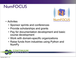 Travis E. Oliphant, "NumPy and SciPy: History and Ideas for the Future" Slide 62