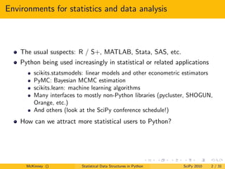 Data Structures for Statistical Computing in Python