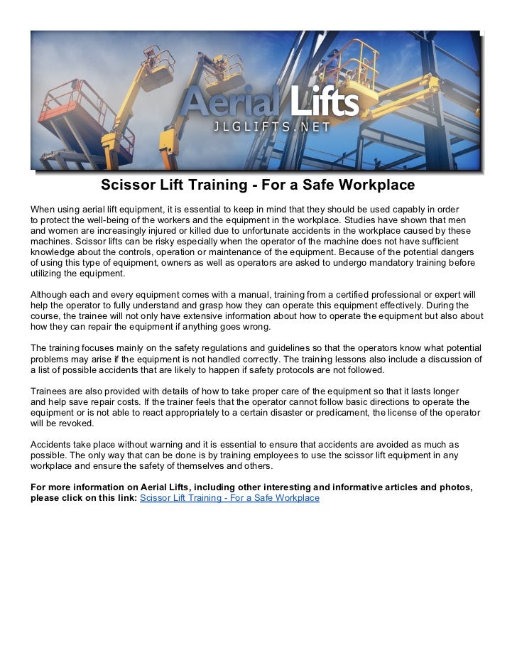 Scissor Lift Training For A Safe Workplace