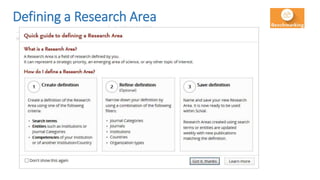 Defining a Research Area
 