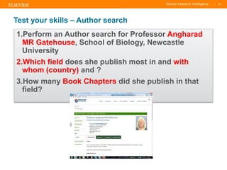 TITLE OF PRESENTATION
| 87
87|
Test your skills – Author search
1.Perform an Author search for Professor Angharad
MR Gateh...