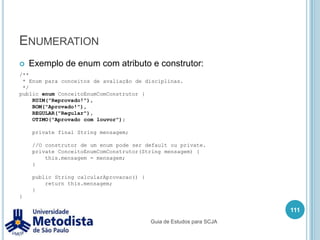 Exemplo tipo primitivo caractere97/** * Exemplo de utilização do tipo primitivo char. */public class ExemploTipoPrimitivo3 {    public static void main(String[] args) {        //Definindo explicitamente um valor caracter.        char a = 'a';        //Definindo explicitamente um valor numerico.        char b = 97;        //Definindo explicitamente um valor unicode.        char c = '\u0025';        System.out.println(a); // Imprime a        System.out.println(b); // Imprime a        System.out.println(c); // Imprime %    }}Guia de Estudos para SCJA