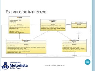Métodos124/** * Classe utilizada para demonstrar o uso de métodos com retorno de valor. */public class MetodoRetorno {  public int atributo1;  /**   * Método utilizado para retornar o atributo1.   * @return int com o valor do atributo1.   */  public int metodo1() {    System.out.println("Chamou o metodo 1.");    return atributo1;  }  /**   * Método que verificar se o atributo1 é maior ou igual a 0 (zero).   * @return boolean informando se o atributo1 é positivo   */  public boolean metodo2() {    System.out.println("Chamou o metodo 2.");    return atributo1 >= 0;  }}Guia de Estudos para SCJA