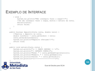 MétodosPara construirmos uma classe precisamos chamar um método construtor, exemplo:Livro livro = newLivro();O método construtor é especial pois através dele é criado um objeto da classe.Um construtor tem a seguinte assinatura:visibilidade NomeClasse(parâmetros)Note que neste exemplo o método construtor Livro() não recebe nenhum parâmetro, também chamado de construtor padrão.Quando não declaramos nenhum construtor na classe, o compilador do Java adiciona um construtor padrão.129Guia de Estudos para SCJA