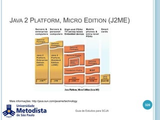 java.utilPacote que fornece utilitários básicos para todas as aplicações:Framework de coleçõesFacilidades de data e tempoInternacionalizaçãoClasses utilitárias (String tokenizer, gerador de números randômicos e array) Mais informações: http://java.sun.com/javase/6/docs/technotes/guides/lang/index.html306Guia de Estudos para SCJA