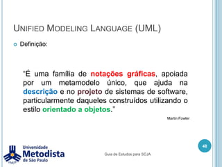 EncapsulamentoDefinindo os atributos como privados e criando métodos públicos para manipulação desses atributos podemos então restringir  a manipulação desorganizada.38Guia de Estudos para SCJAMétodo PrivadoMétodoPúbliconomematriculaMétodoPúblicoMétodo Privado